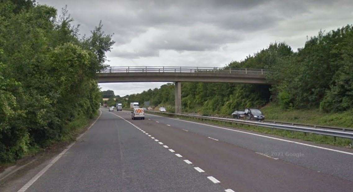 The incident happened on the London-bound carriageway of the A2 between Bridge and the Wincheap off-slip. Picture: Google