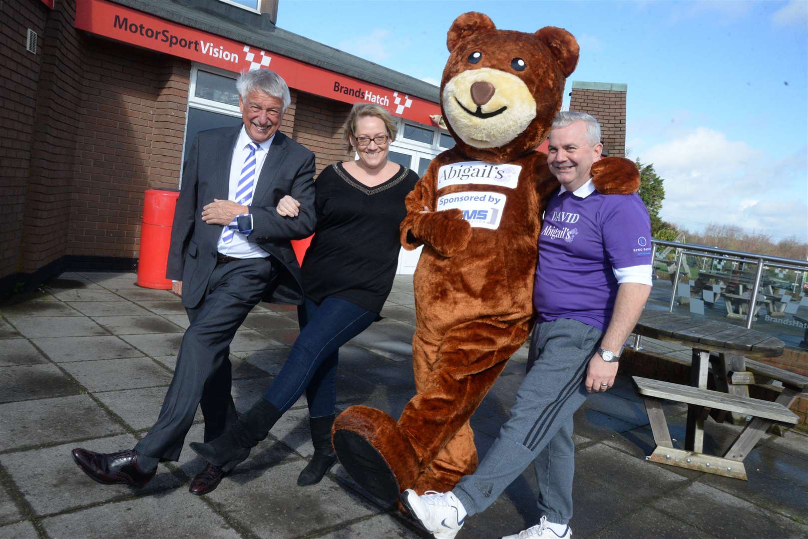 Sponsor Colin Jarvis of MEMS Power Generation with charity founders Jo and David Ward and Abigail the Bear. Picture: Chris Davey