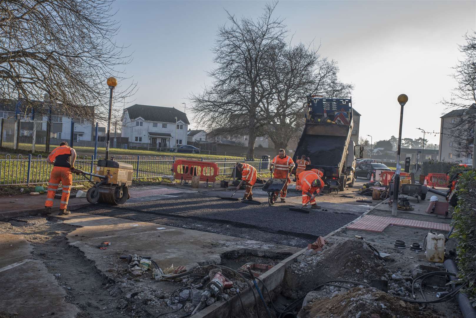 Progress is being made on the raised zebra crossing. Picture: Ellie Crook
