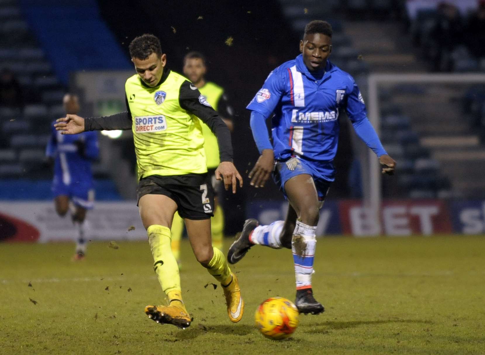 Jermaine McGlashan chases down Oldham left-back Connor Brown Picture: Barry Goodwin