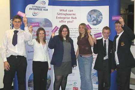 Winning students from Borden, Highsted and Fulston Manor schools, Sittingbourne, at the Understanding of Enterprise seminar at Sittingbourne Enterprise Hub, Kent Science Park. PD*705814