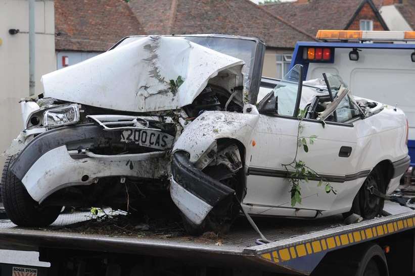 The vehicle involved in the crash at Sturry.