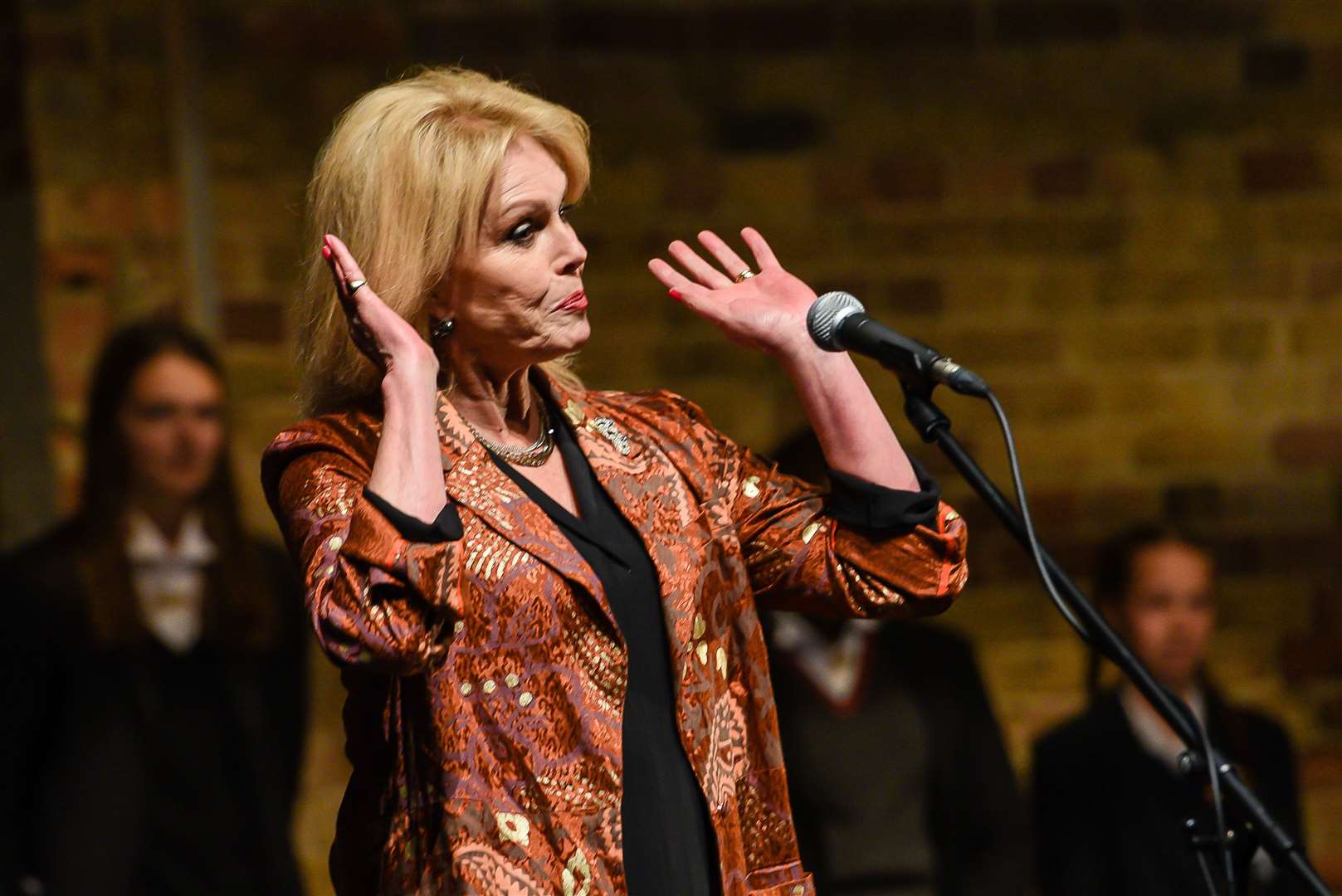 Joanna Lumley on stage in the new theatre during the opening ceremony of the King's School Malthouse Theatre. Picture: Alan Langley... (21787692)