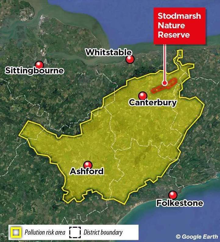 The catchment area of the Stodmarsh Nature Reserve
