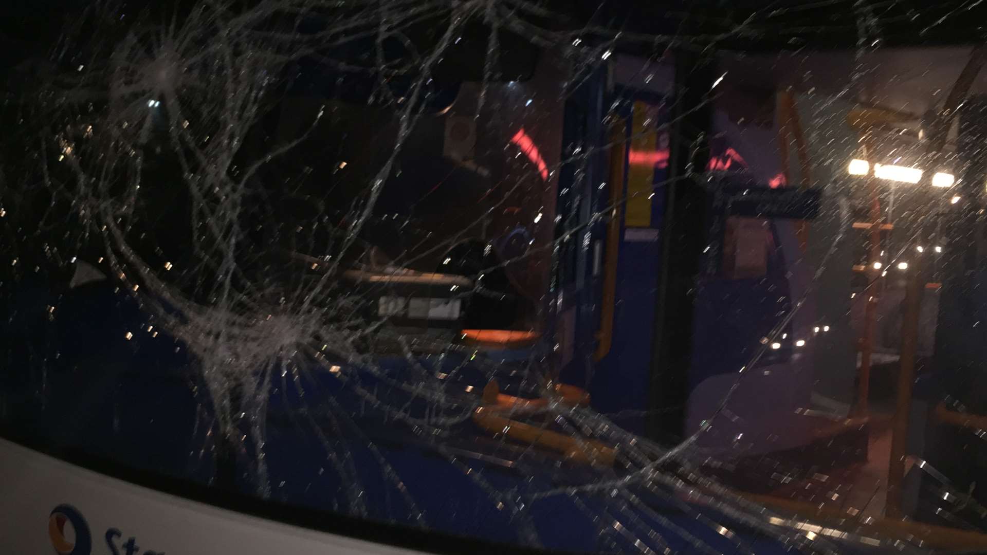 The windscreen of the bus was completely shattered. Pic: Ellis Holt