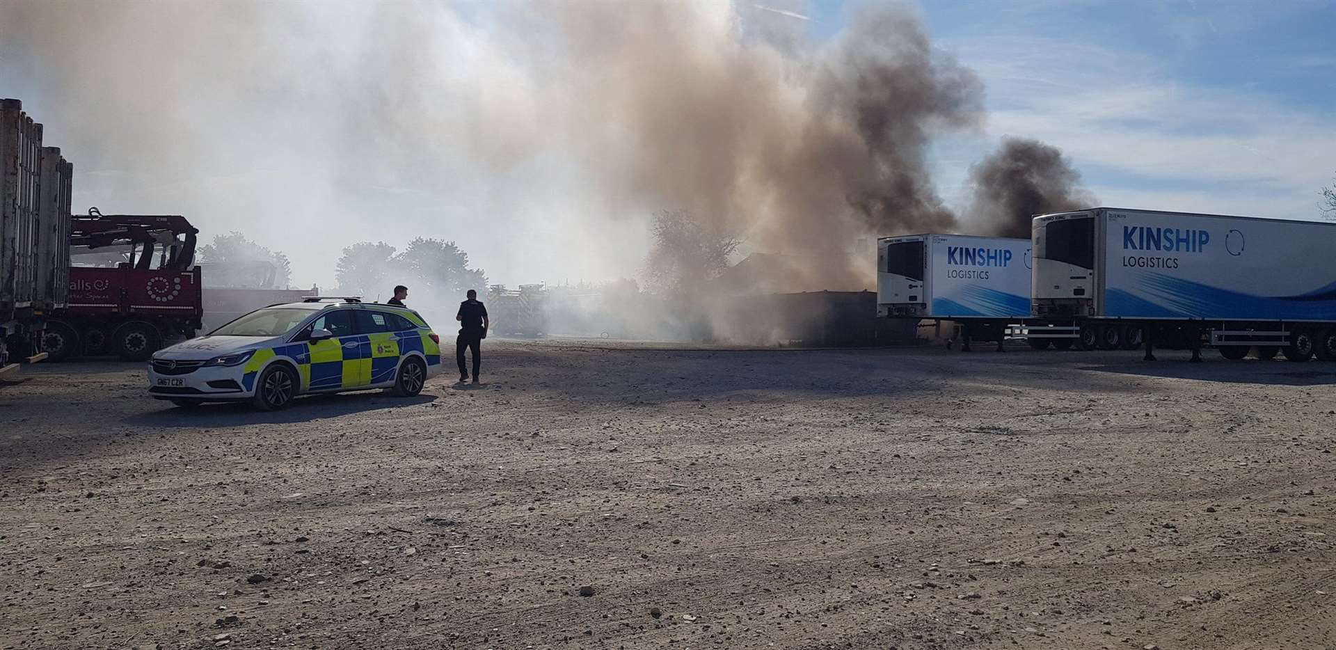 A lorry trailer is on fire. Picture: Blue Light Media
