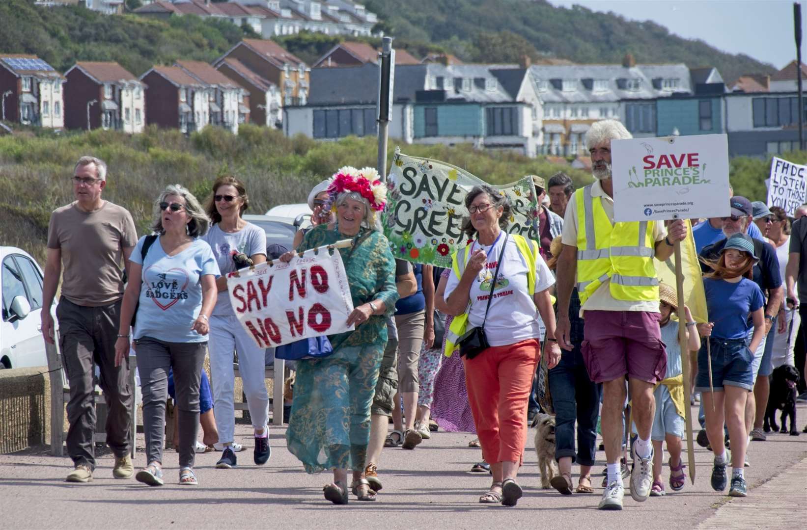 A protest at Princes Parade in Hythe in August 2021. Picture: James Willmott
