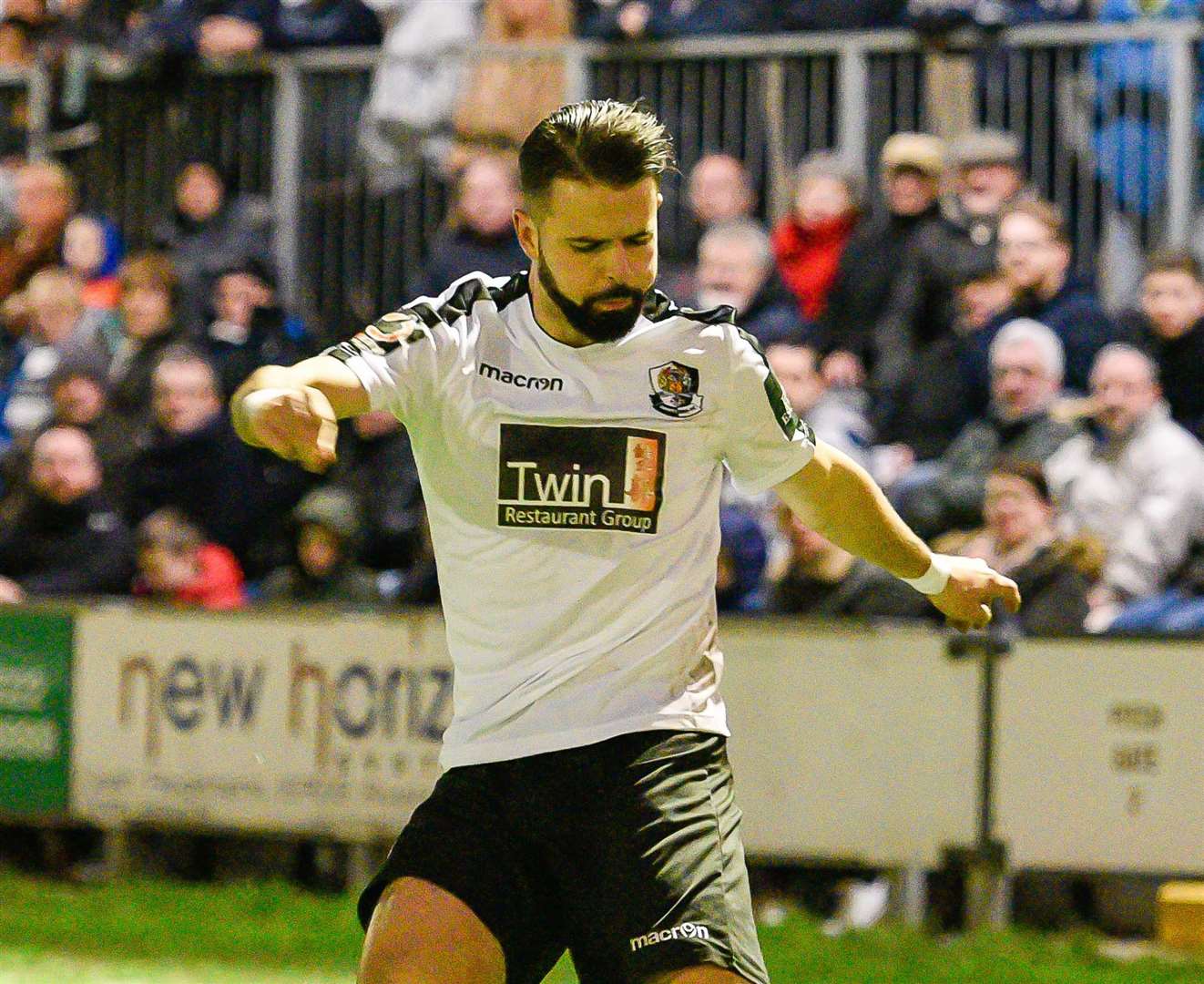 Ben Greenhalgh took the gloves for Dartford after Bailey Vose saw red Picture: Alan Langley