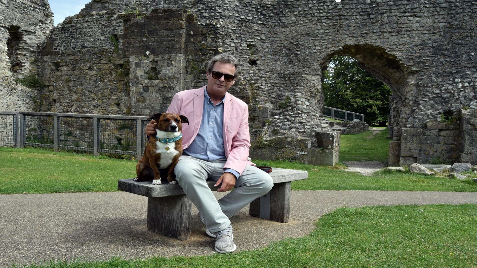 Aldington resident Julian Clary with his dog Albert. Picture: More 4