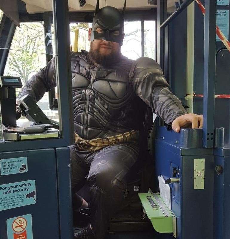 Dan Boyns ditched his bus driver uniform to go to work as Batman.
