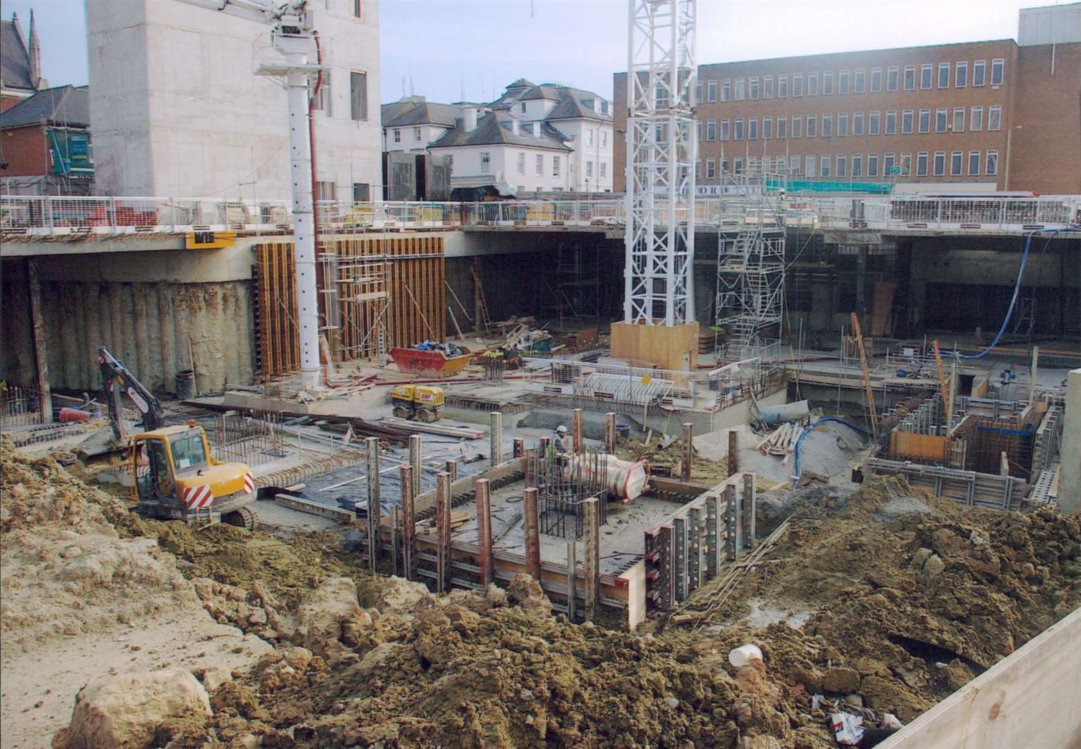 Work on the County Square extension in 2006. Trafalgar House in Bank Street can be seen in the background. Picture: Steve Salter