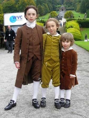 On the set of The Duchess are George Green, centre, Sebastian Applewhite and William Hurley