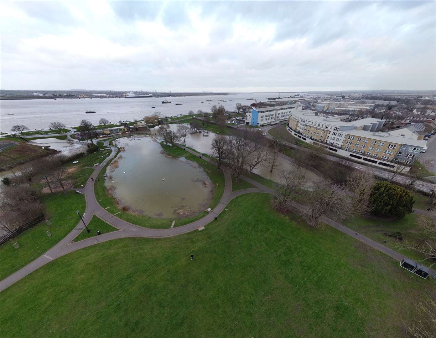 Large sections Gravesend riverside were hit by heavy flooding in February