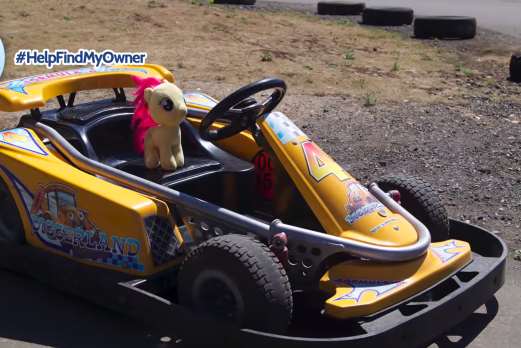 Is this your pony, riding a go-kart?