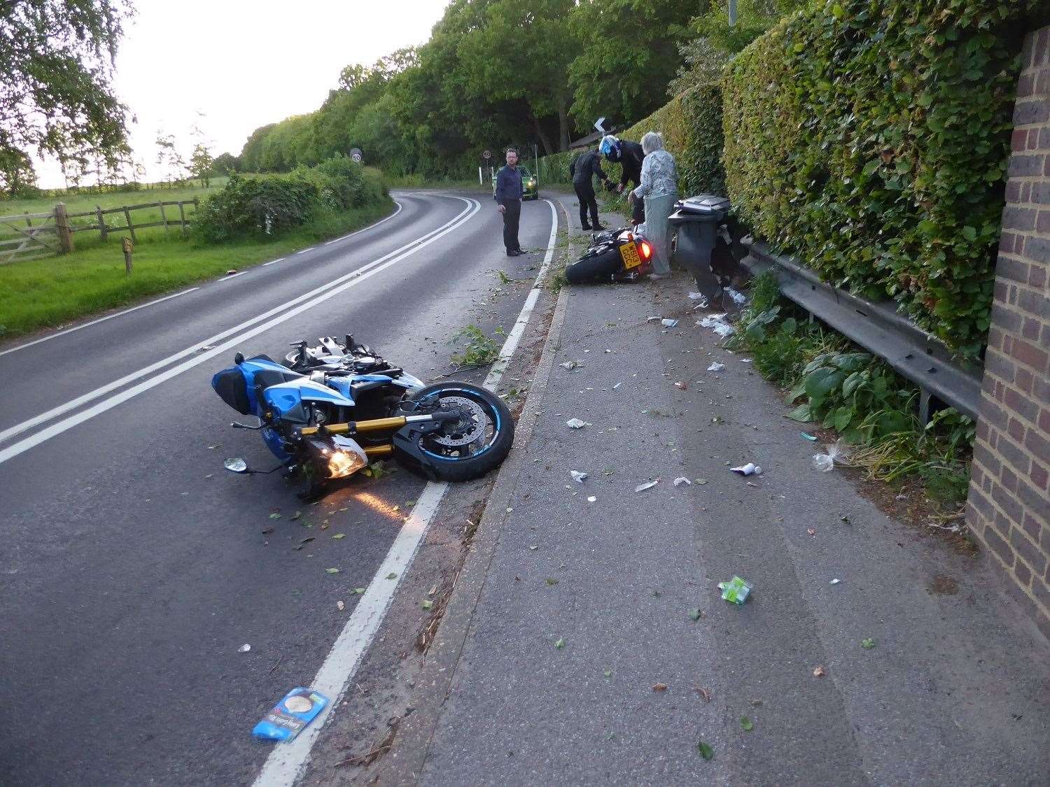 Two motorcycles crashed on the A257 in Littlebourne