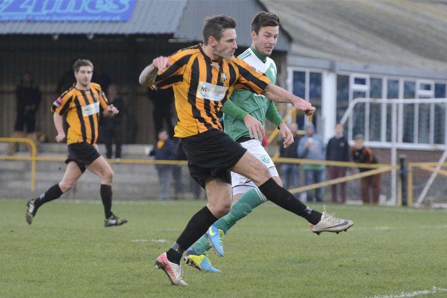 Paul Booth bags another goal for Folkestone Invicta Picture: Gary Browne