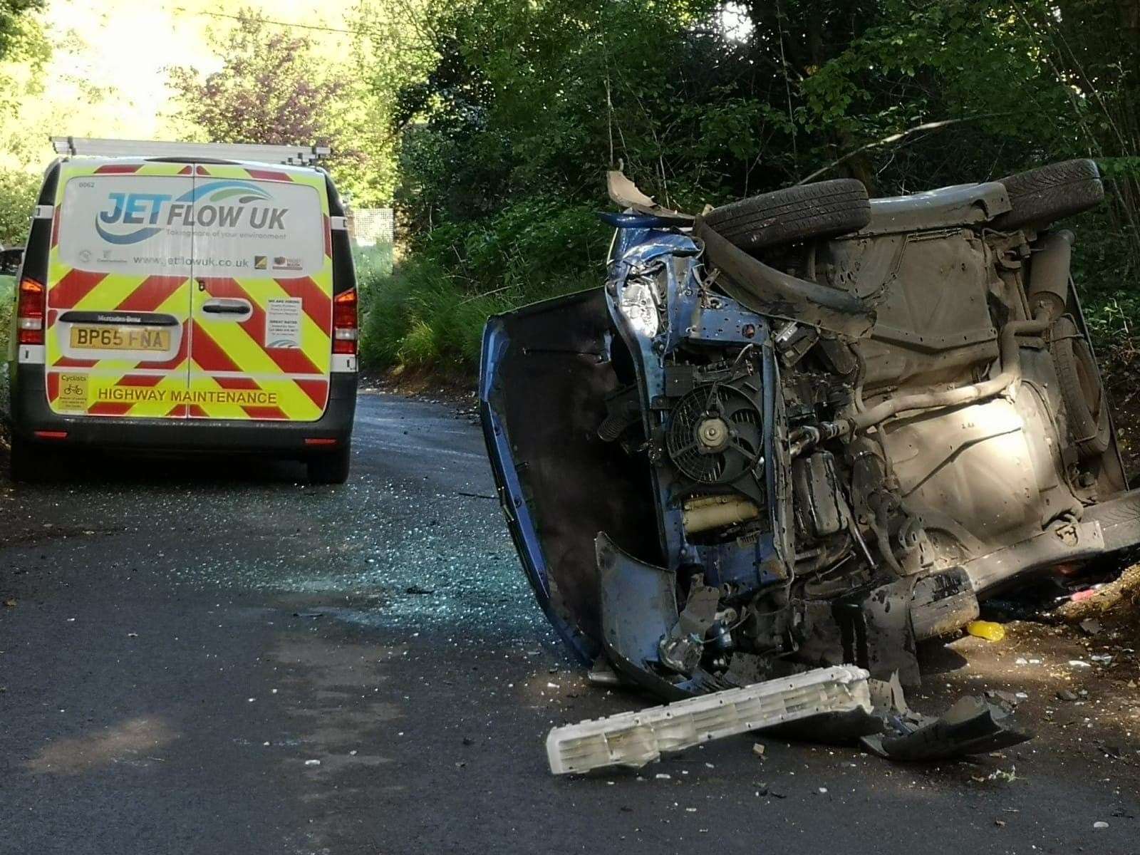 The crash in Hartley Bottom Road, Longfield (9959396)