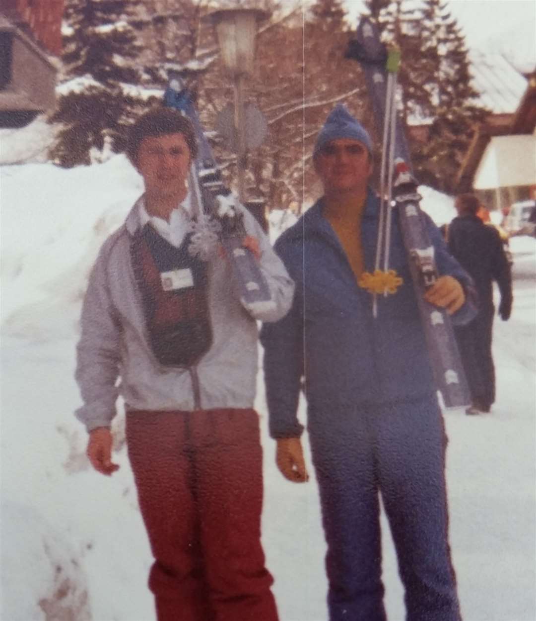 Dad and son Dennis and Terry McCarthy on one of many family skiing trips