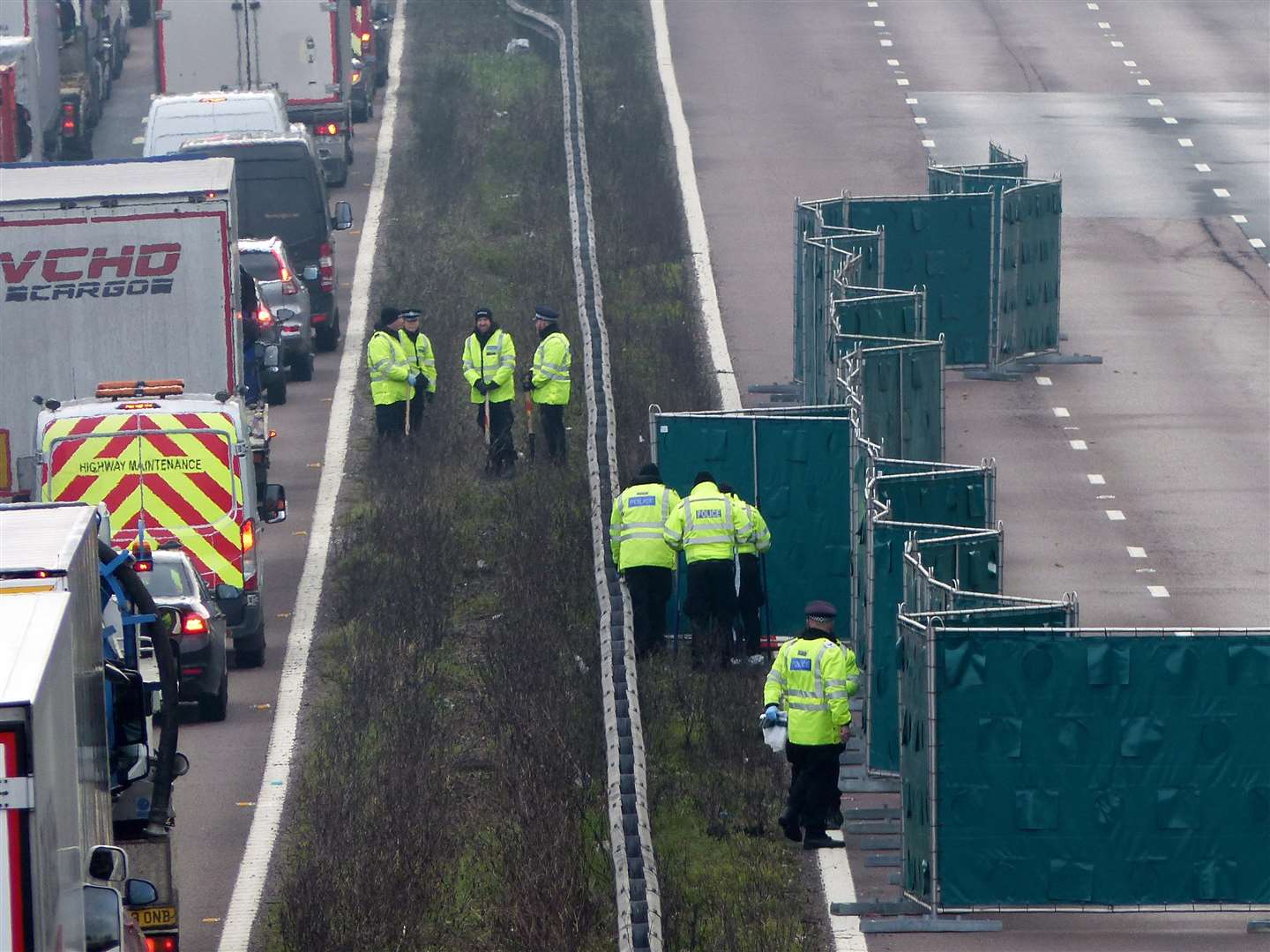 Police at the scene on the M20