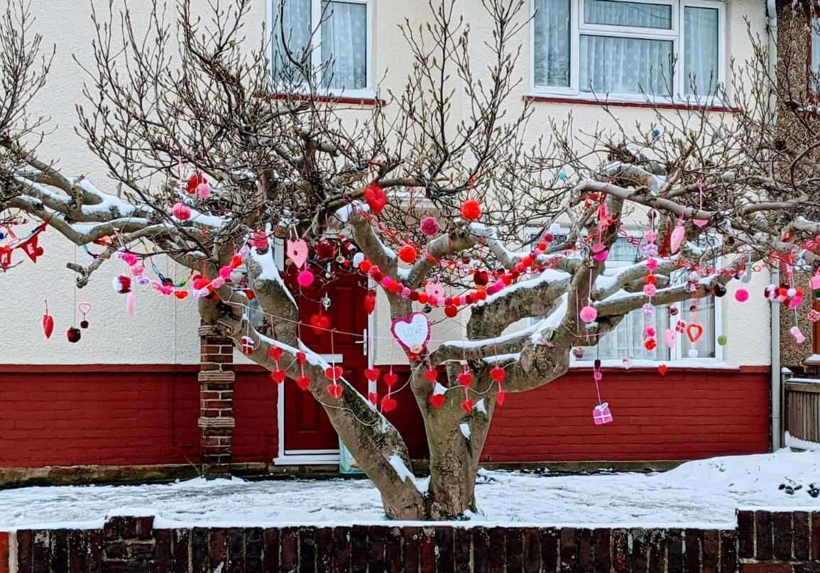 The tree was dressed up for Valentine's Day at the weekend. Picture: Vicky Hilton