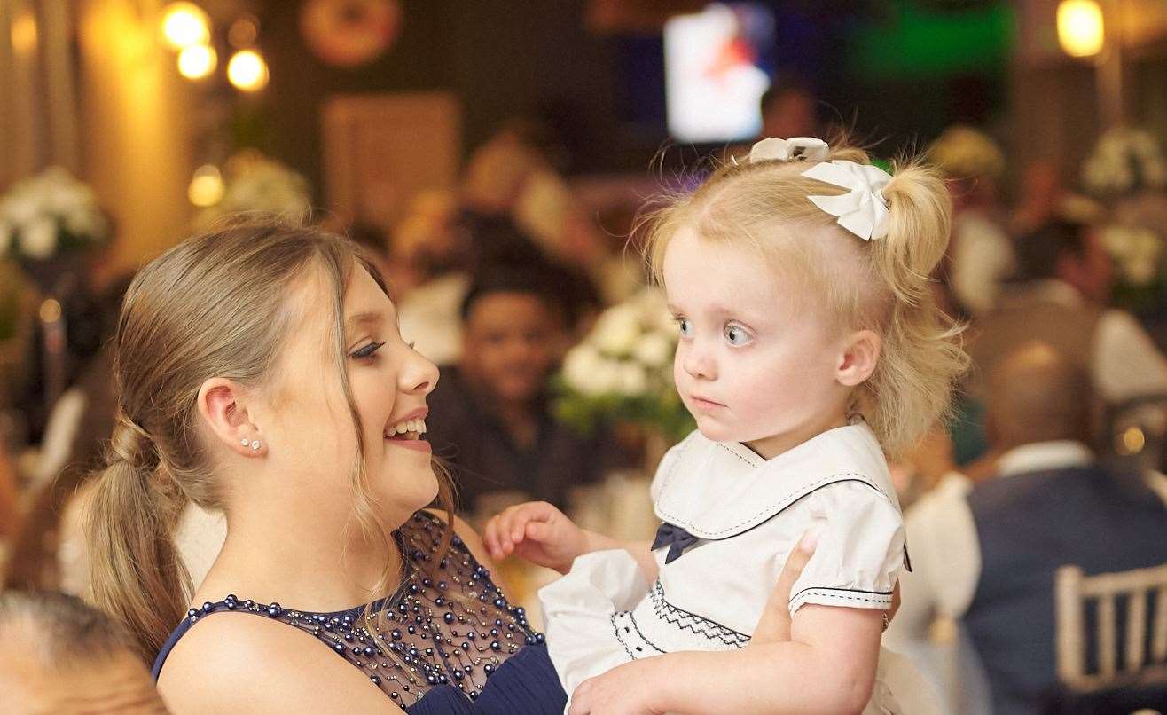 From left: Imogen-Rose and sister Beau-Daisy at their charity ball. Picture: Hannah Martin