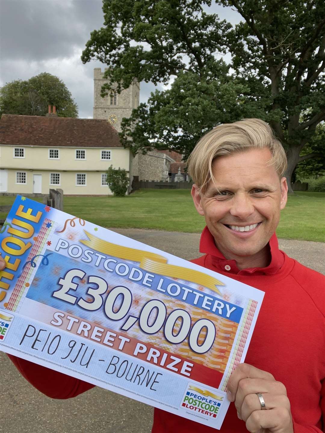 Official People's Postcode Lottery ambassador Jeff Brazier visits people who have won a prize