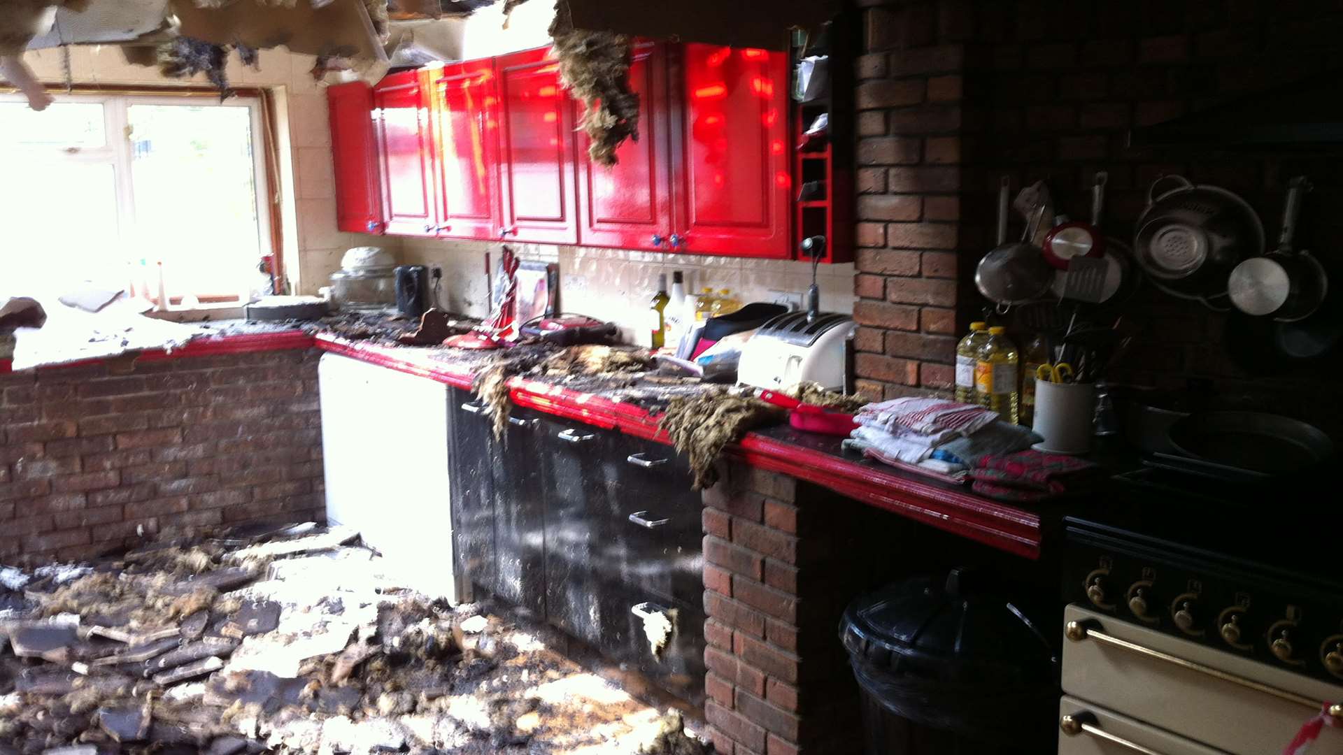 The fire destroyed the kitchen of the house next door