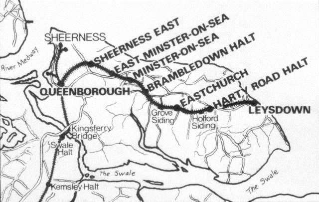 The route of the Sheppey Light Railway