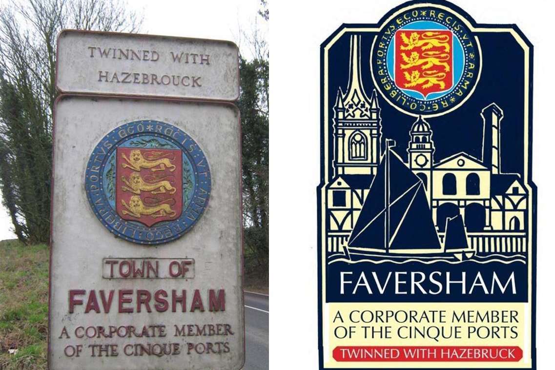 The old and potentially new town sign.