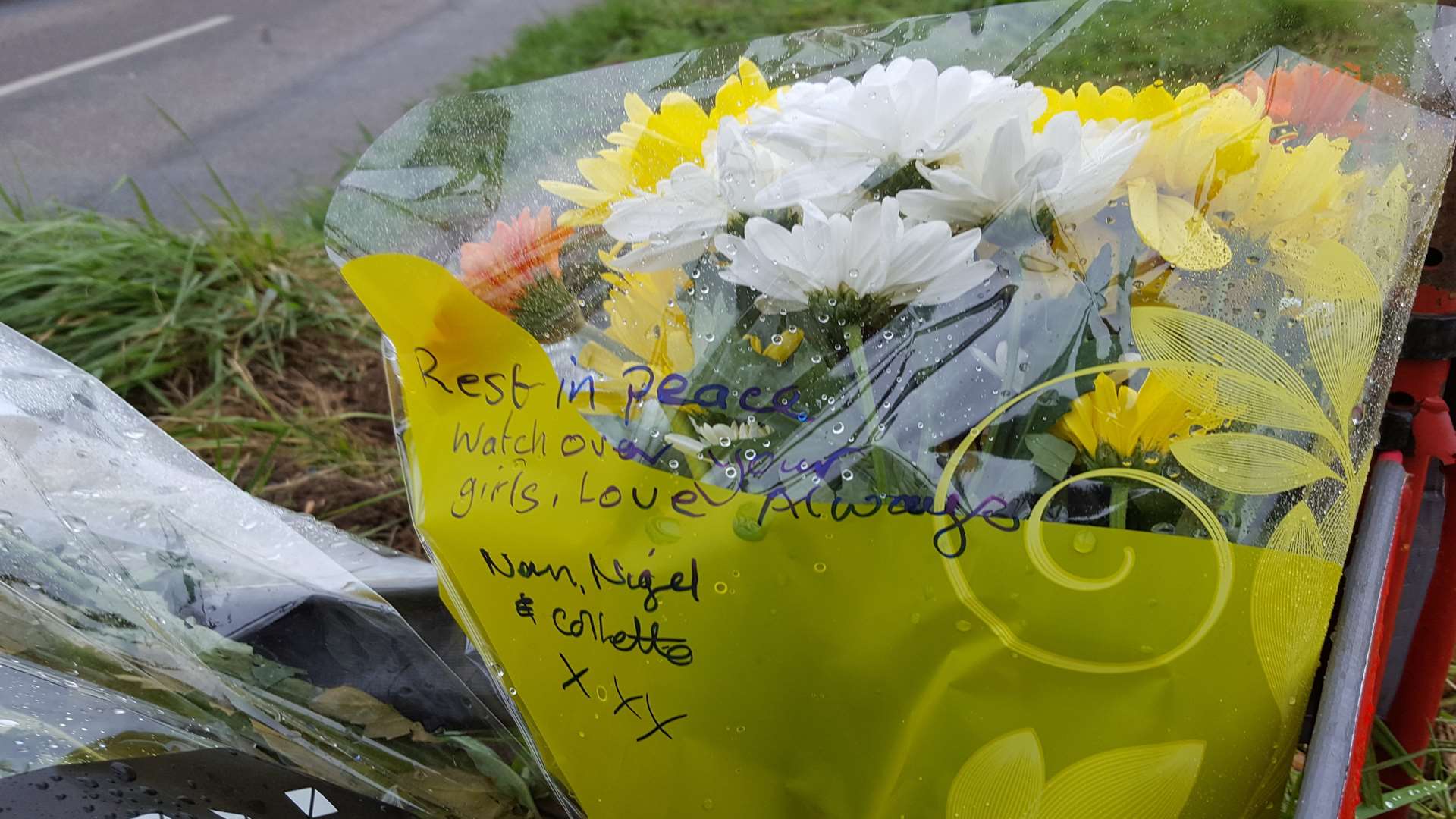 Family and friends placed flowers at the roadside in memory of Leanna