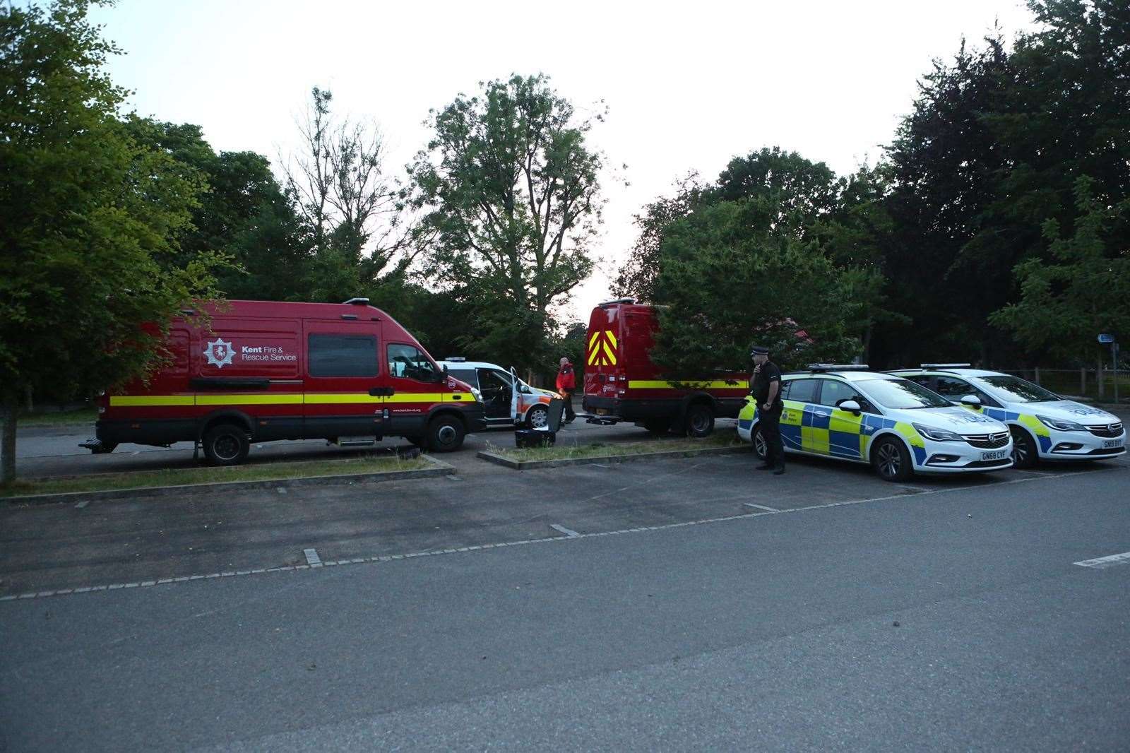 Police and fire at the scene in Mote Park. Picture: UKNIP
