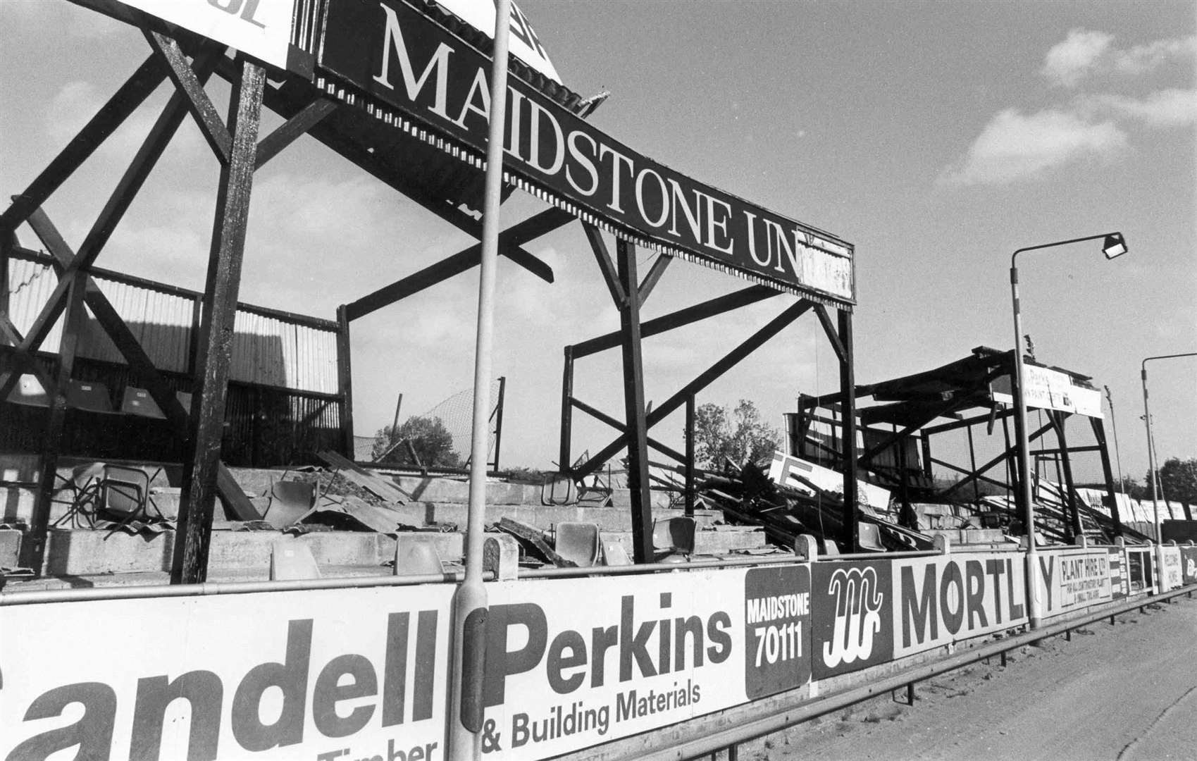 The great storm of 1987 caused £100,000 worth of damage to Maidstone United's Athletic Ground home in London Road. A year later, the club had sold the ground