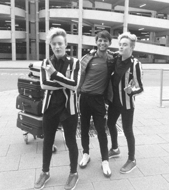 Martin, pictured with Irish singing duo Jedward, says there needs to be better representation of Travellers on screen