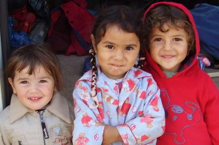 Three Roma children in Romania. Library picture