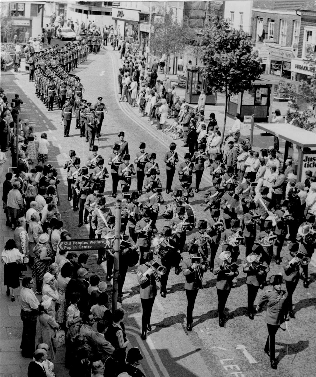 The Intelligence Corps received the Freedom of the Borough of Ashford on May 16, 1979, and then marched through Ashford High Street with bayonets fixed, led by the Band of the Royal Engineers