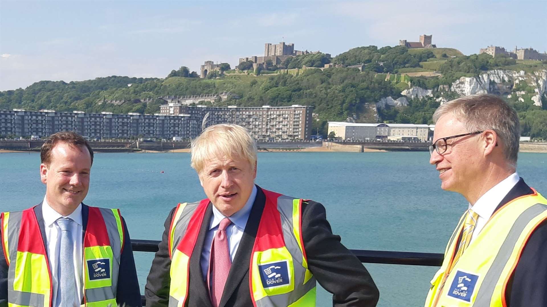 Port boss Doug Bannister with Boris Johnson and Charlie Elphicke in Dover in July. (20940763)