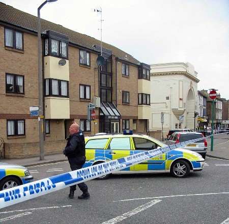 Police at the scene of the incident in Margate High Street. Picture: CHRIS DENHAM