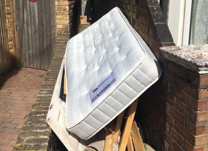 An abandoned mattress in a Sheerness alley