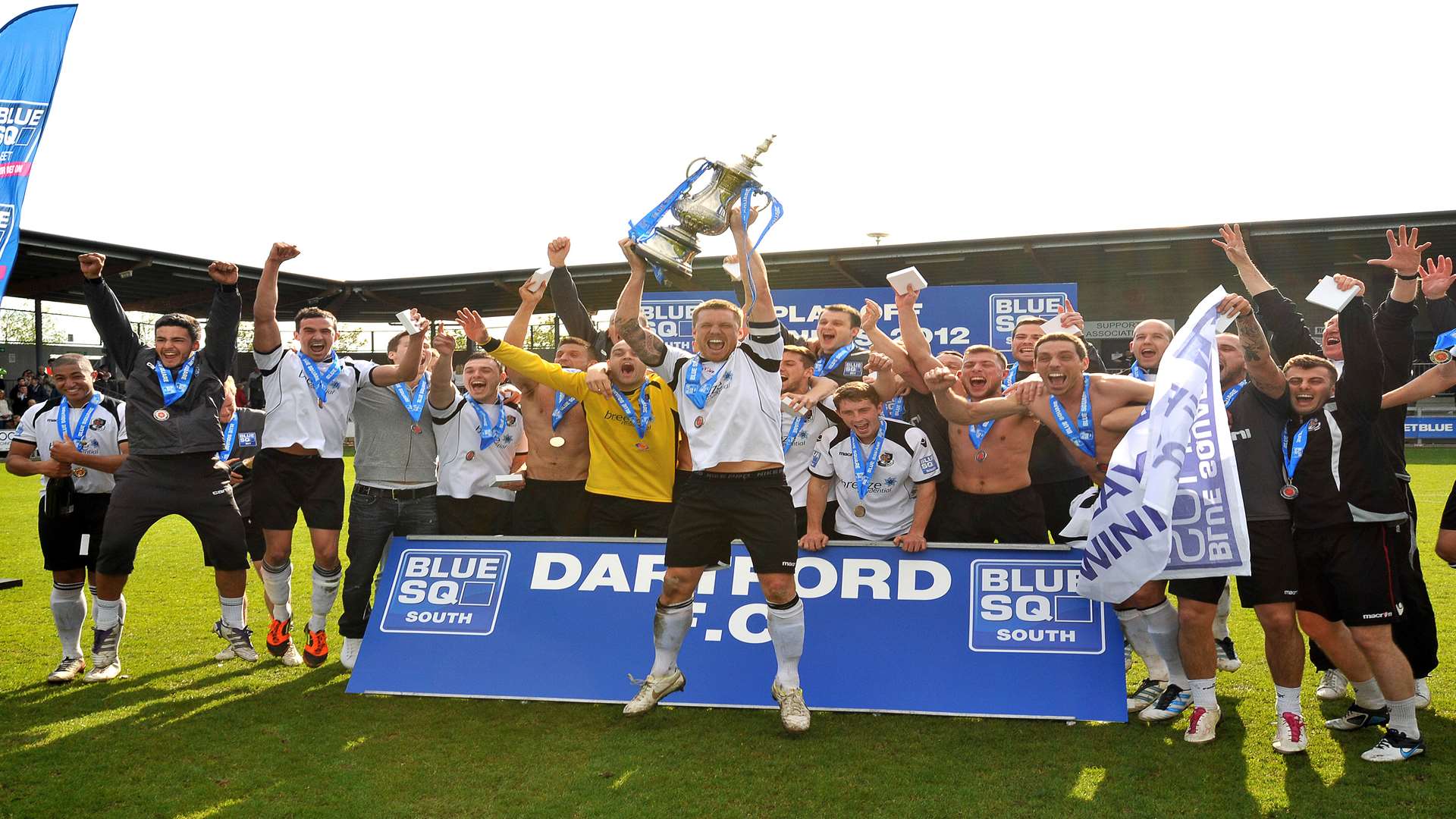 Dartford celebrate promotion to the Conference Premier in 2012 Picture: Keith Gillard