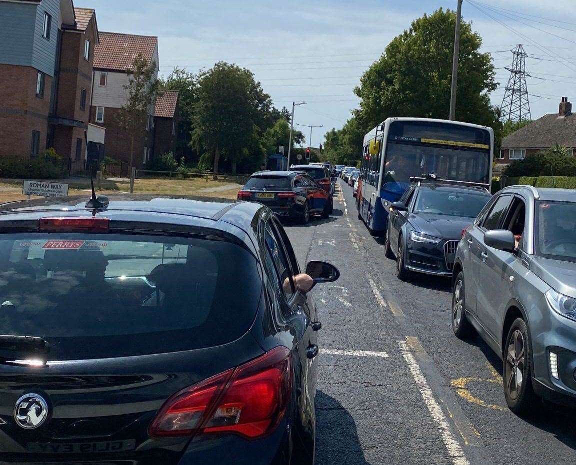 Traffic in Horn Street, Cheriton, Folkestone