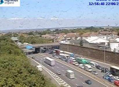 Huge tailbacks are forming near Junction1B of the M25 near the Dartford Crossing. Photo: National Highways