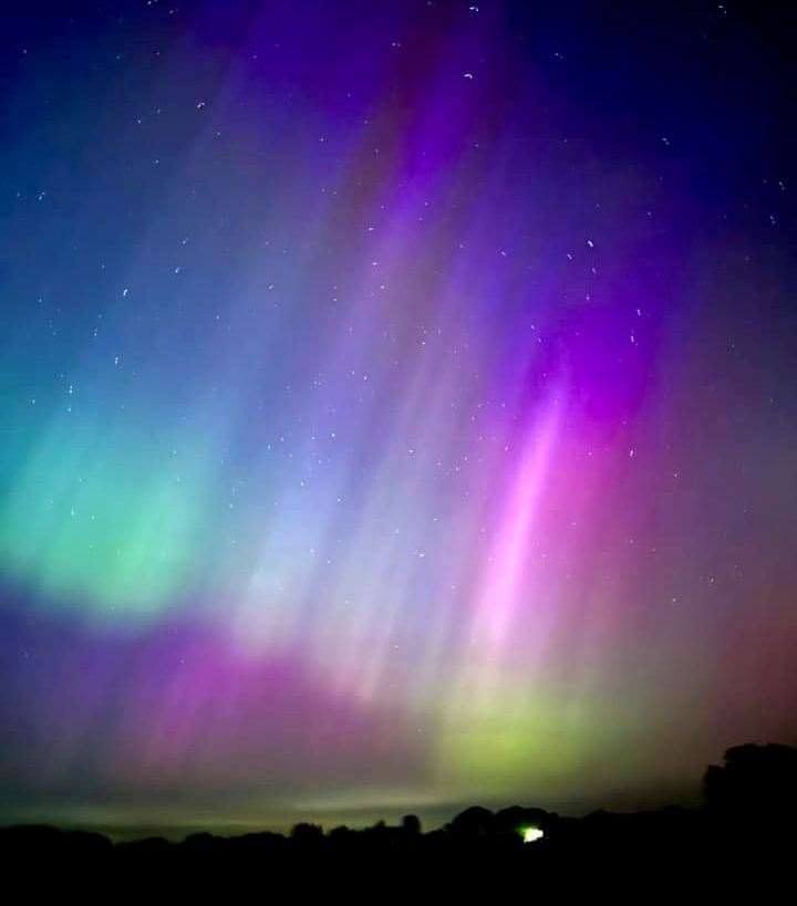The brightly coloured Northern Lights over Aylesham last night. Picture: James Mercer