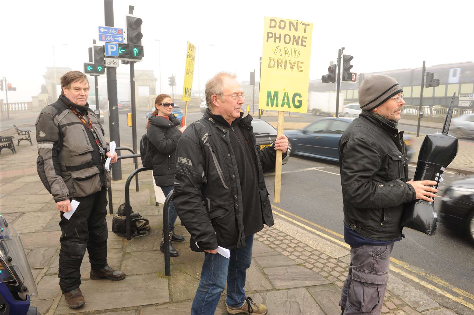 MAG members holding a peaceful demo about drivers using mobile phones