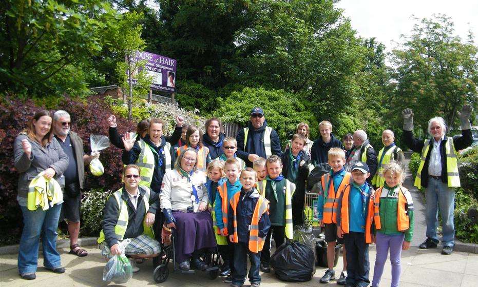 Representatives from the charity Litter Angels and the 10th Sittingbourne Scout Group