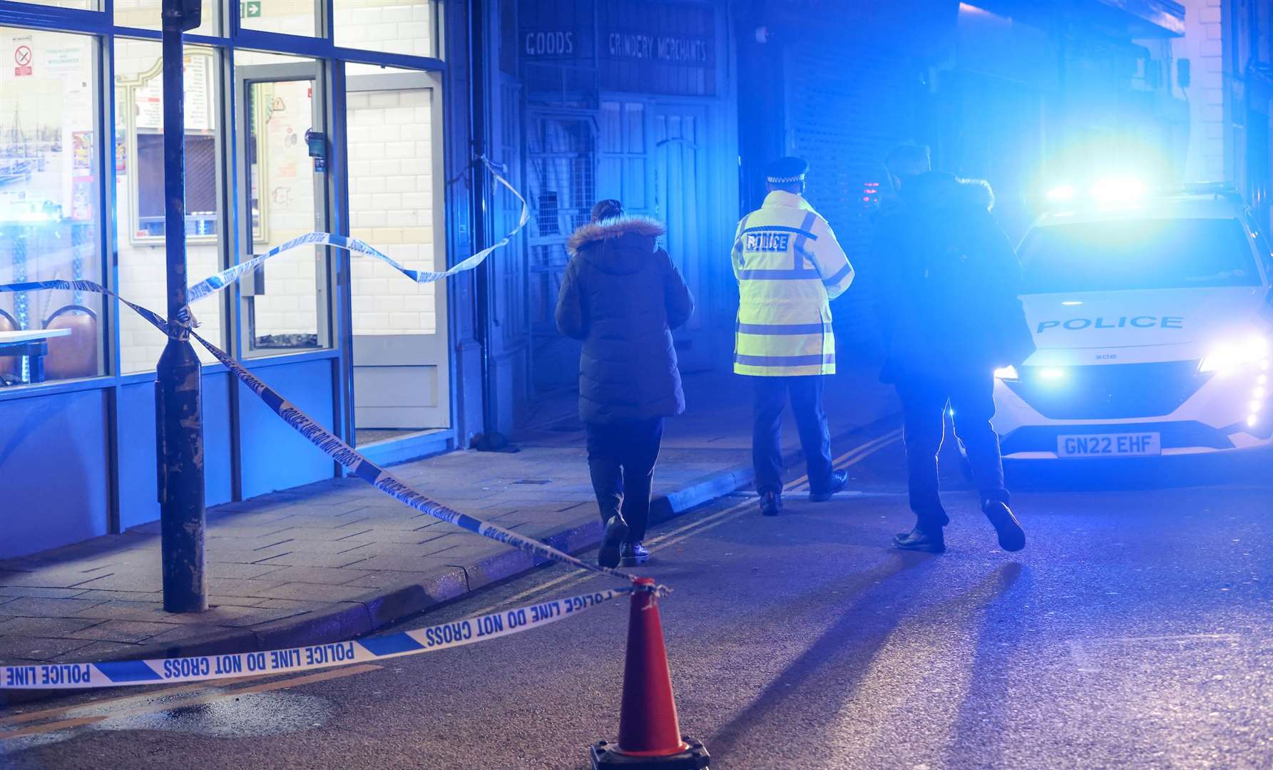 The kebab shop in King Street, Ramsgate remains taped off. Picture: UKNIP