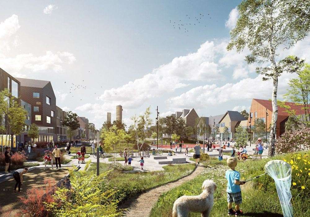 CGI of how Winterbourne Fields, between Canterbury and Faversham, could look