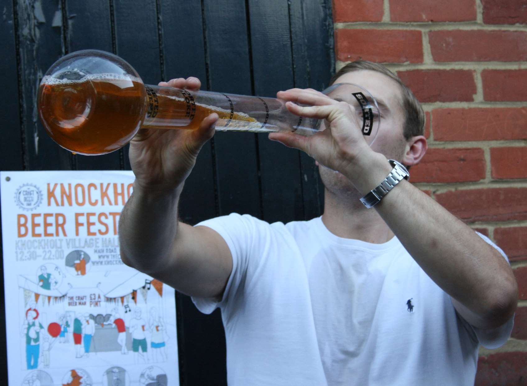 One reveller attempted the yard of ale challenge