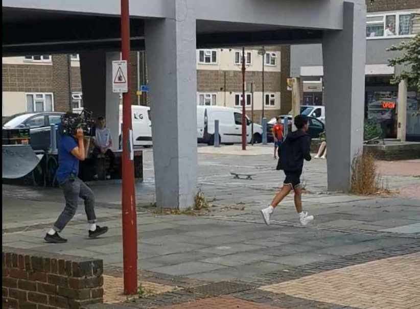 A person was seen running away from the tower blocks. Picture: Mandi Knight