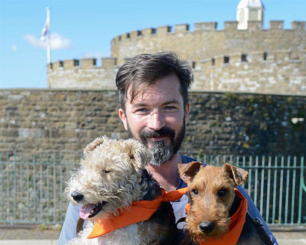 Steven Colburn with his dogs Phoebe and Ian