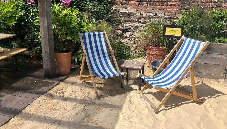 The Bedford Inn pub in Ramsgate has its own beach in the garden. Picture: Instagram @bedfordinnramsgate